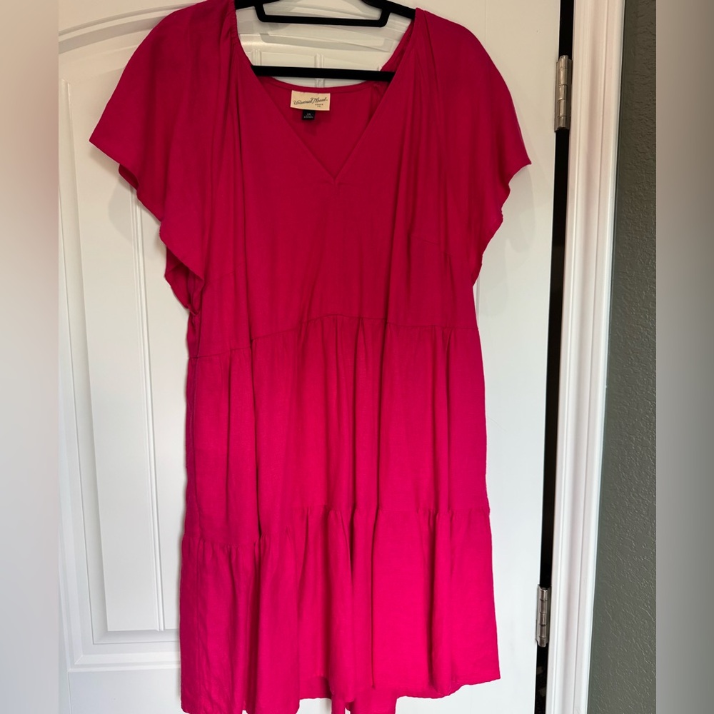 Universal Thread Pink Tiered Midi Dress Women’s XXL V Neck Flowy
